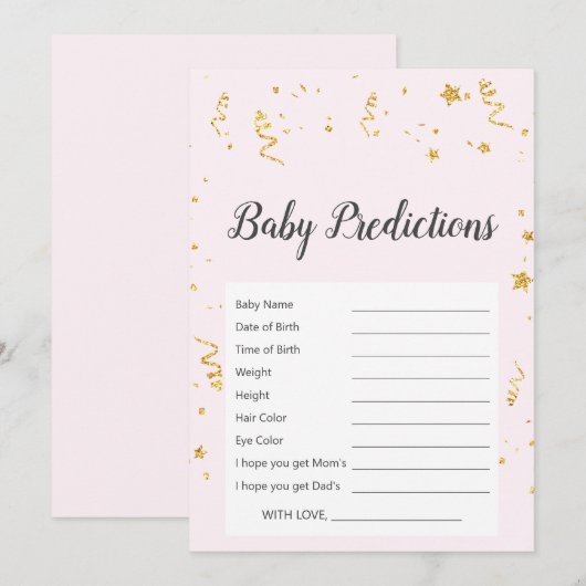 Gold Celebration on Pink Baby Predictions Game (Voorkant / Achterkant)