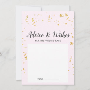 Gold Celebration on Pink Baby shower Advice Kaarte Advieskaart
