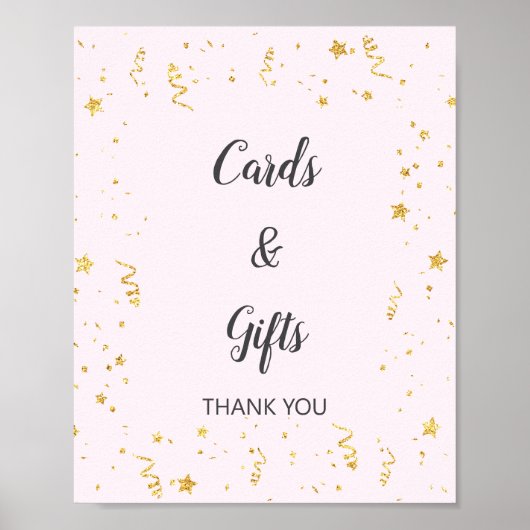 Gold Celebration op roze Kaarten & cadeaubord Poster (Voorkant)