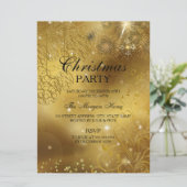 Gold Celebration Sparkle Kerstfeestdag Uitnodiging (Staand voorkant)