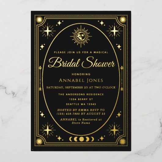 Gold Celestial Black Tarot Kaart Vrijgezellenfeest (Voorkant)