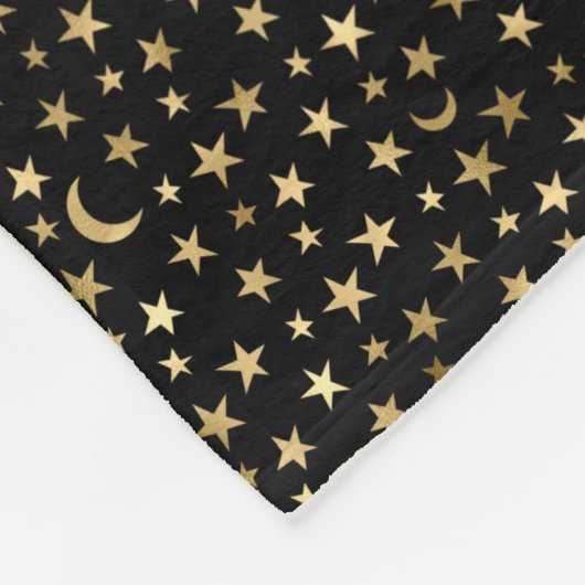 Gold Celestial Moon en sterren Black Fleece Deken (Hoek)