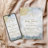 Gold Celestial Sky Waterverf Baby shower Kaart