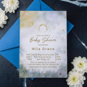 Gold Celestial Sky Waterverf Baby shower Kaart