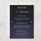 Gold Celestial Starry Moon Details Wedding Kaart (Voorkant)
