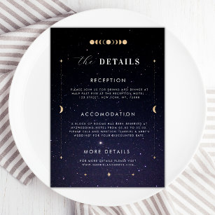 Gold Celestial Starry Moon Details Wedding Kaart