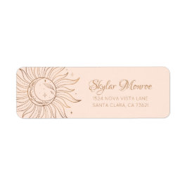Gold Celestial Sun & Moon op Blush Return Address Etiket