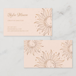 Gold Celestial Sun & Moon op Blush Visitekaartje