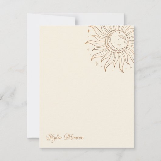 Gold Celestial Sun & Moon op Ivoorkust Notitiekaartje (Voorkant)