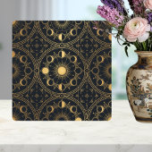 Gold Celestial Sun Moon Phases Geometric Pattern Tegeltje