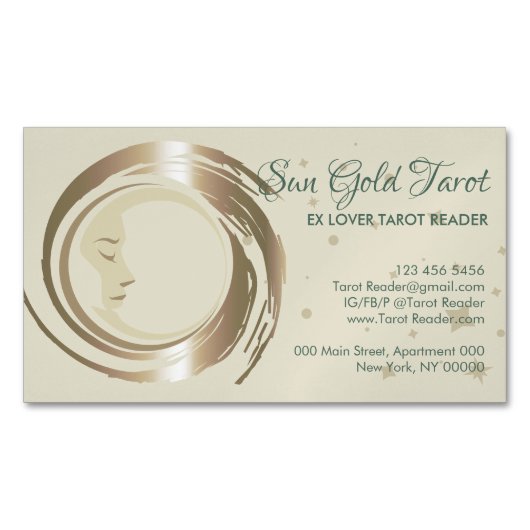 Gold Celestial Tarot Reader Magnetisch Visitekaartje (Voorkant)