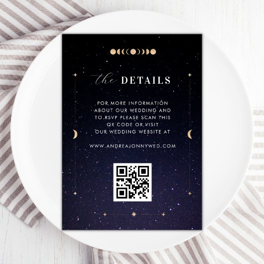 Gold Celestial Universe Moon Details Wedding Kaart