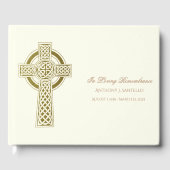 Gold Celtic Cross Irish Memorial Funeral Gastenboek (Voorkant)