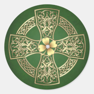 Gold Celtic Cross Jeweled Stickers