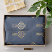 Gold Celtic Cross op Navy Blue-ontkoppeling Tissuepapier (Geschenk)