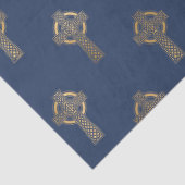 Gold Celtic Cross op Navy Blue-ontkoppeling Tissuepapier (Detail)
