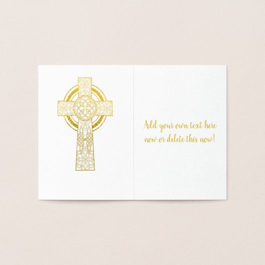 Gold Celtic Cross | Religie Folie Kaarten (Binnen)
