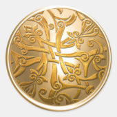 Gold Celtic Damask Envelope Seal Ronde Sticker (Voorkant)
