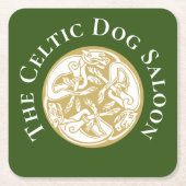Gold Celtic Dog Trio Aangepast Kartonnen Onderzetters (Voorkant)