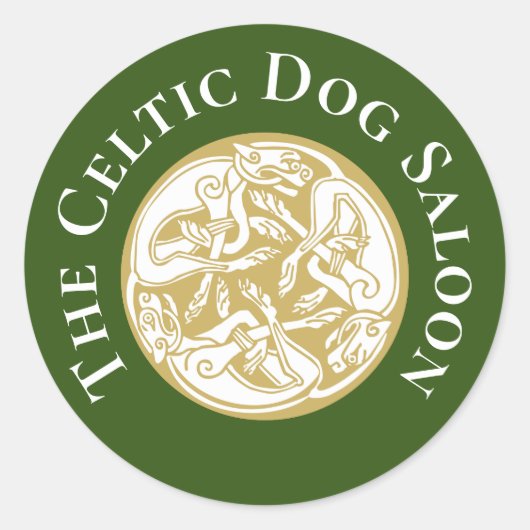 Gold Celtic Dog Trio Aangepast Ronde Sticker (Voorkant)