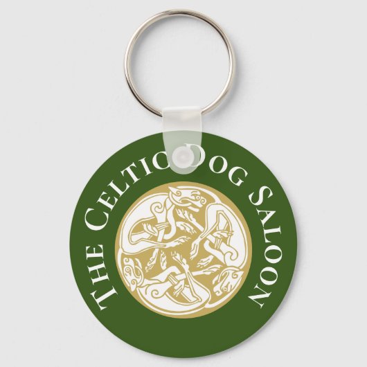 Gold Celtic Dog Trio Aangepast Sleutelhanger (Voorkant)