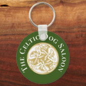 Gold Celtic Dog Trio Aangepast Sleutelhanger (Voorkant)
