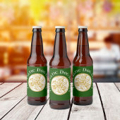 Gold Celtic Dog Trio Aangepaste Klassieke Ronde Bier Etiket
