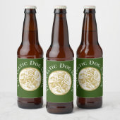 Gold Celtic Dog Trio Aangepaste Klassieke Ronde Bier Etiket (Flessen)