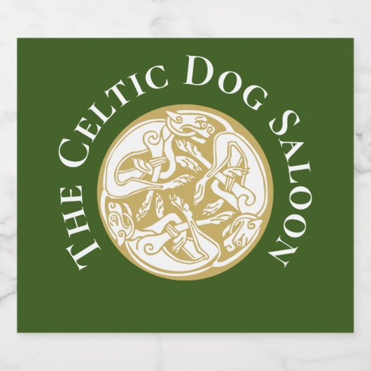 Gold Celtic Dog Trio Aangepaste Klassieke Ronde Bier Etiket (Enkel label)