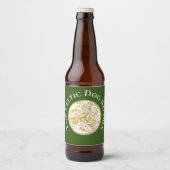 Gold Celtic Dog Trio Aangepaste Klassieke Ronde Bier Etiket (Voorkant)