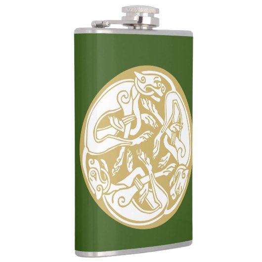 Gold Celtic Dog Trio Heupfles (Rechts)