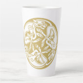 Gold Celtic Dog Trio Latte Mok (Voorkant)