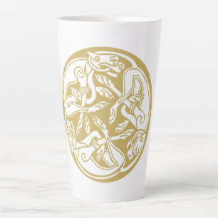 Gold Celtic Dog Trio Latte Mok