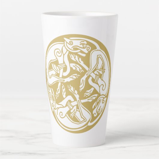 Gold Celtic Dog Trio Latte Mok (Voorkant)
