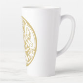Gold Celtic Dog Trio Latte Mok (Rechts)