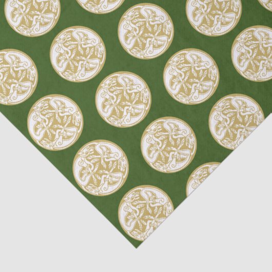 Gold Celtic Dog Trio Patten Tissuepapier (Detail)