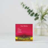 GOLD CELTIC DRAGONS ROOD RUBY GEMSTONE MONOGRAM VIERKANTE VISITEKAARTJE (Staand voorkant)