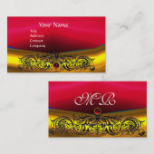 GOLD CELTIC DRAGONS ROOD RUBY GEMSTONE MONOGRAM VISITEKAARTJE (Voorkant / Achterkant)