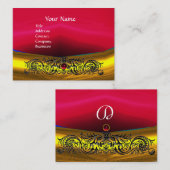 GOLD CELTIC DRAGONS ROOD RUBY GEMSTONE MONOGRAM VISITEKAARTJE (Voorkant / Achterkant)