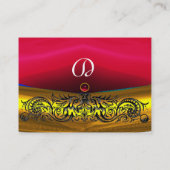 GOLD CELTIC DRAGONS ROOD RUBY GEMSTONE MONOGRAM VISITEKAARTJE (Achterkant)