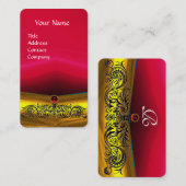 GOLD CELTIC DRAGONS ROOD RUBY GEMSTONE MONOGRAM VISITEKAARTJE (Voorkant / Achterkant)