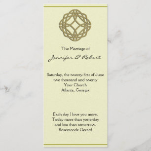 Gold Celtic Eternity Knot Wedding Program Programmakaart