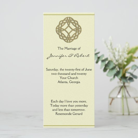 Gold Celtic Eternity Knot Wedding Program Programmakaart (Staand voorkant)