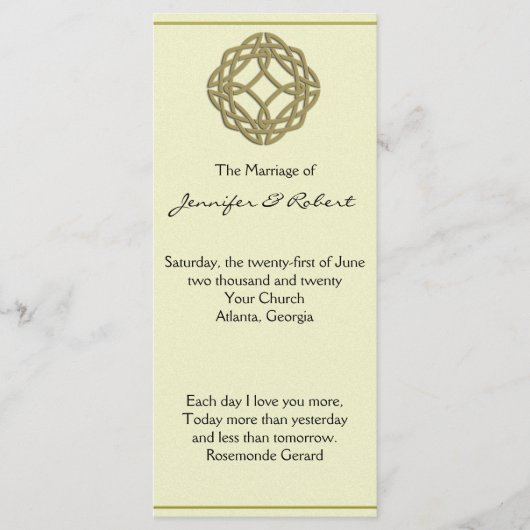 Gold Celtic Eternity Knot Wedding Program Programmakaart (Voorkant)