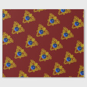 GOLD CELTIC HART, BLUE SAPPHIRE, Valentijnsdag Cadeaupapier (Vlak)