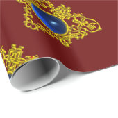 GOLD CELTIC HART, BLUE SAPPHIRE, Valentijnsdag Cadeaupapier (Rol Hoek)