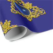 GOLD CELTIC HART, BLUE SAPPHIRE, Valentijnsdag Cadeaupapier (Rol Hoek)