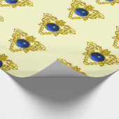 GOLD CELTIC HART, BLUE SAPPHIRE, Valentijnsdag Cadeaupapier (Hoek)