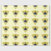 GOLD CELTIC HART, BLUE SAPPHIRE, Valentijnsdag Cadeaupapier (Vlak)