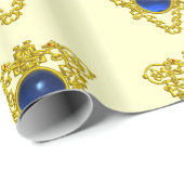 GOLD CELTIC HART, BLUE SAPPHIRE, Valentijnsdag Cadeaupapier (Rol Hoek)